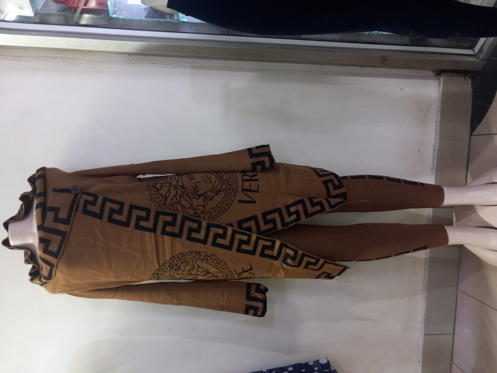 Brown Greek pattern two piece set